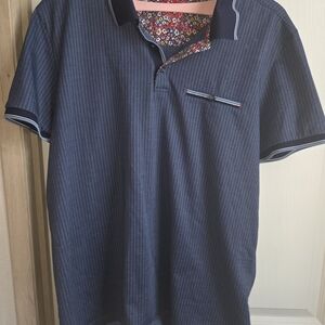 Stylish Navy Striped Polo Shirt